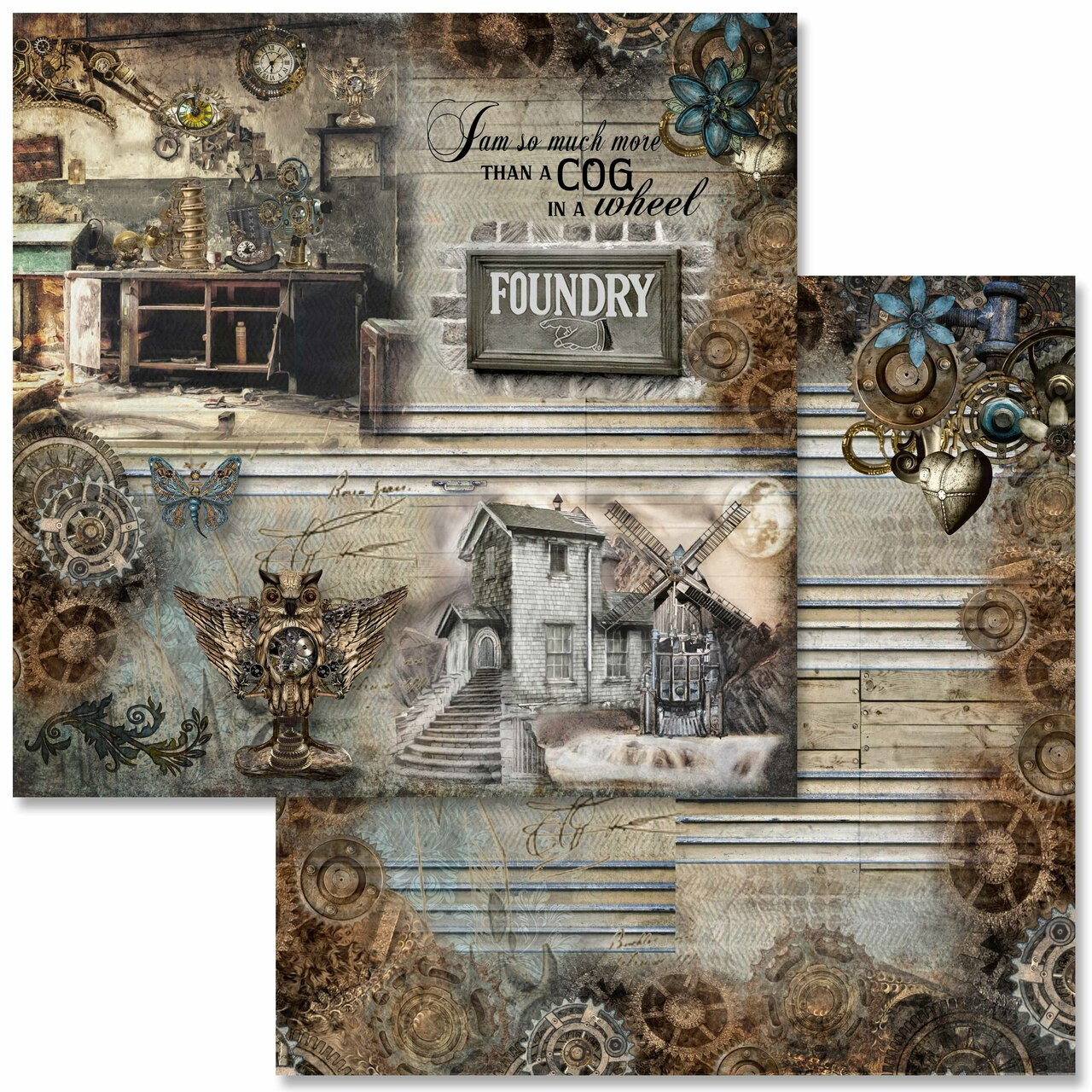 Steampunk Digital Paper 11 x 8.5 antique scrapbook paper pages 12 pr By  DigitalPrintableMe