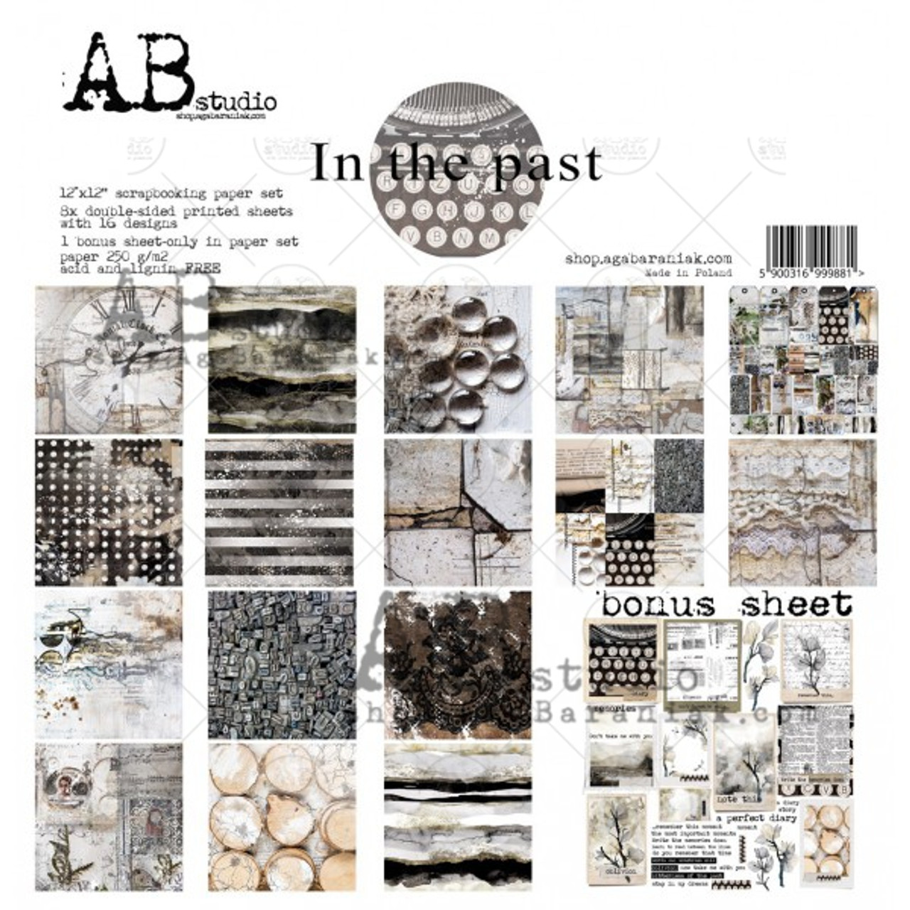 AB Studios In the Past Scrapbook Papers 12 x 12 8 pgs