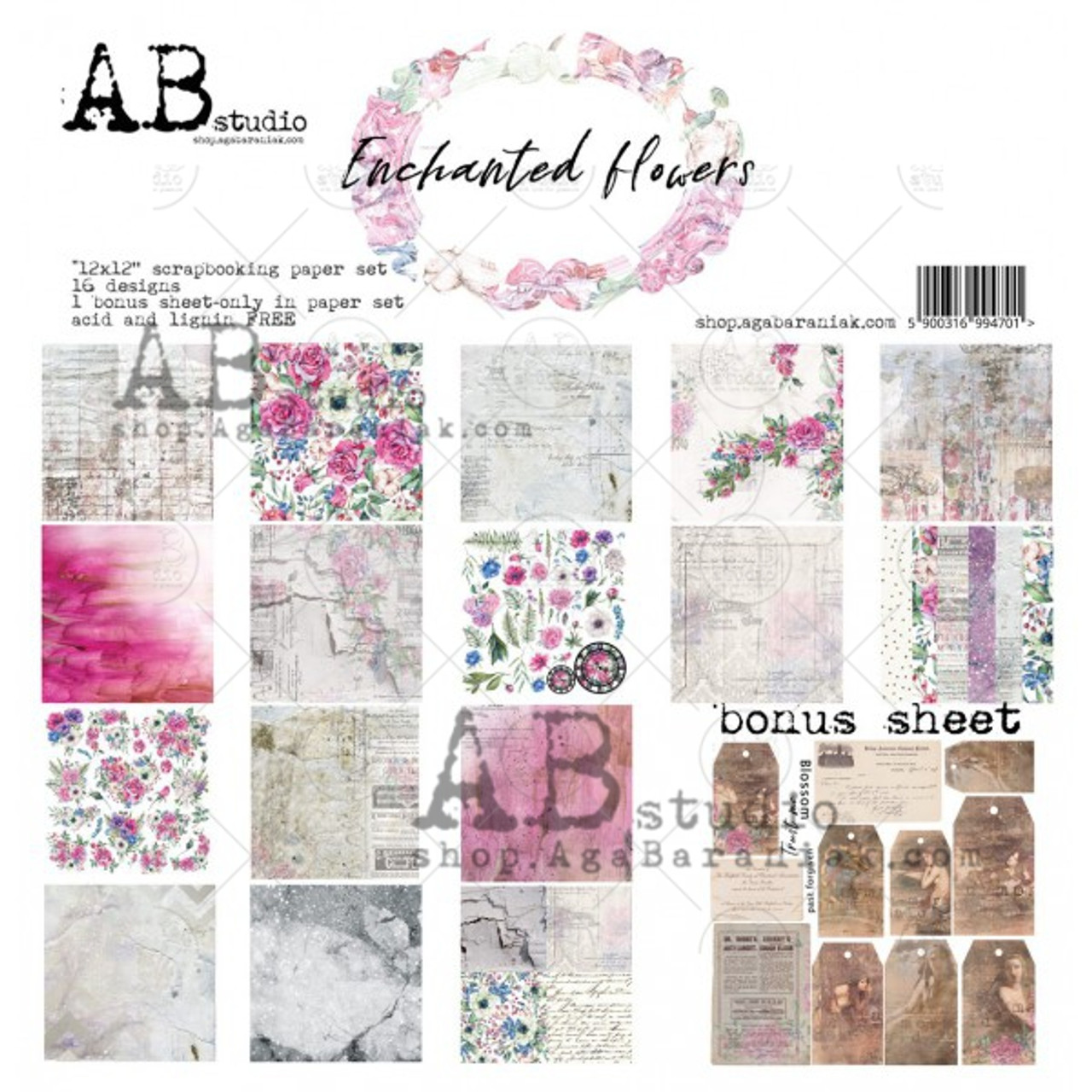 AB Studios Follow the Rabbit 8 Pgs 12x12 Scrapbook Paper Set