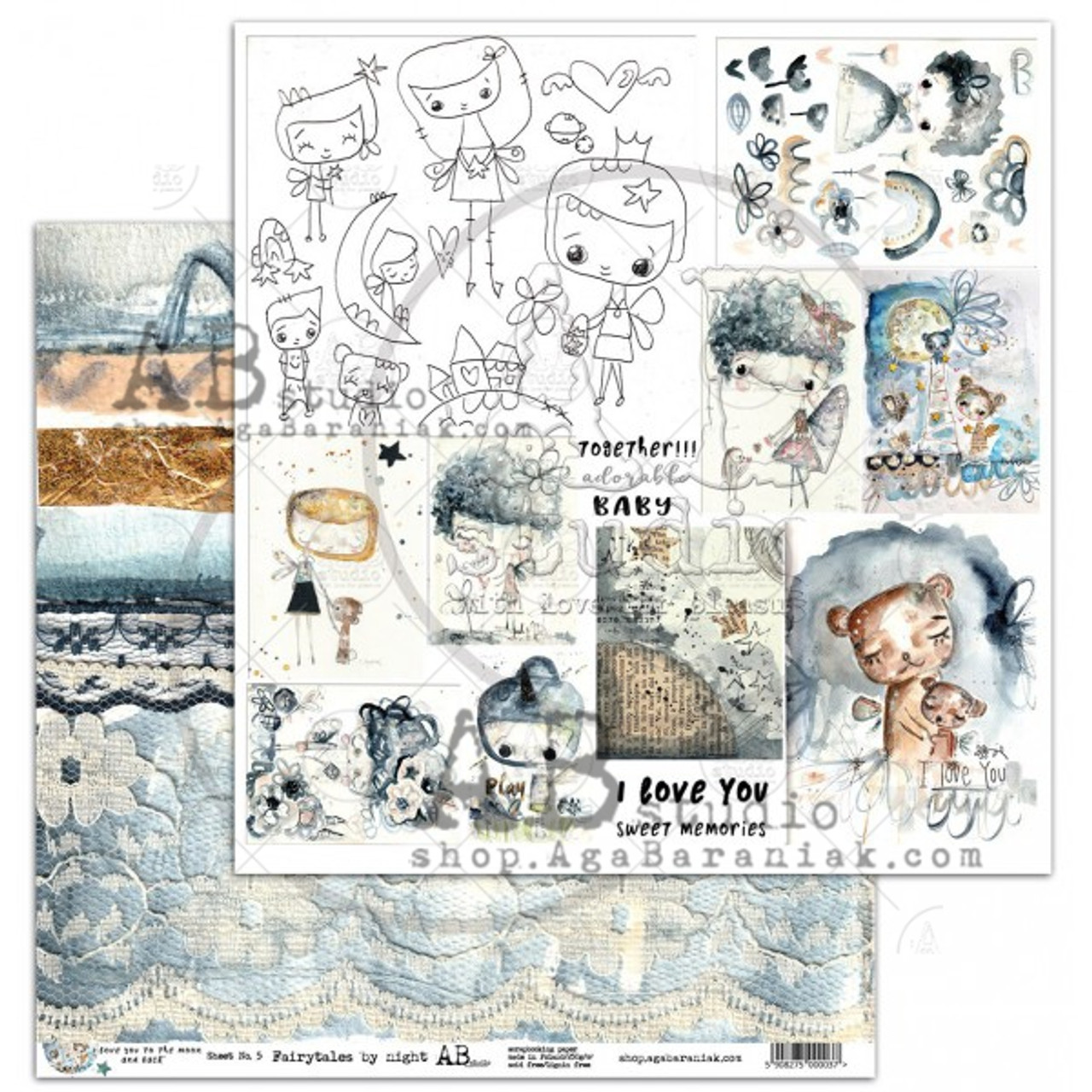 AB Studios In Wonderland 8 Pgss 12x12 Scrapbook Paper Set - TH Decor