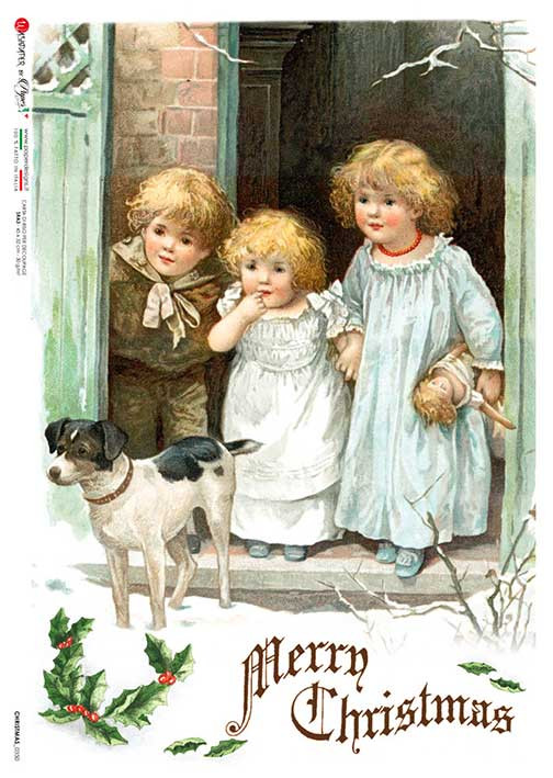 Papier De Riz A4 "Christmas Joy Children" - Motif Paille De Soie Pour Découpage, Loisirs Créatifs - 8