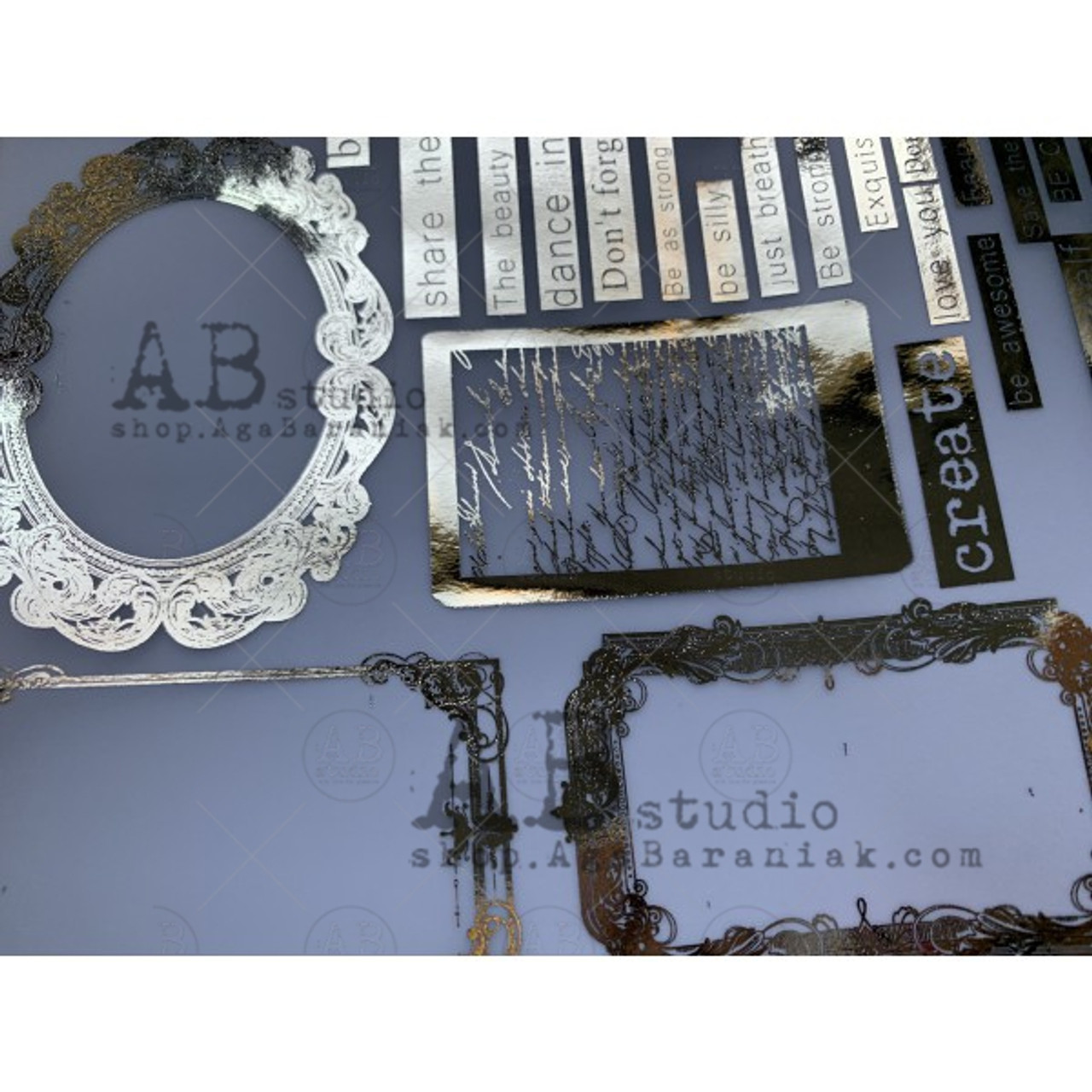AB Studios Gold Vellum Paper Frames and Quotes