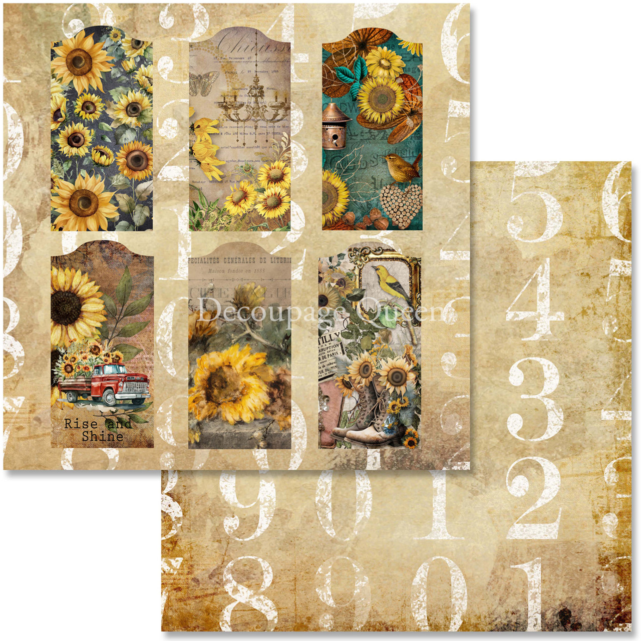 Decoupage Queen Sunflower Ephemera Scrapbook Set