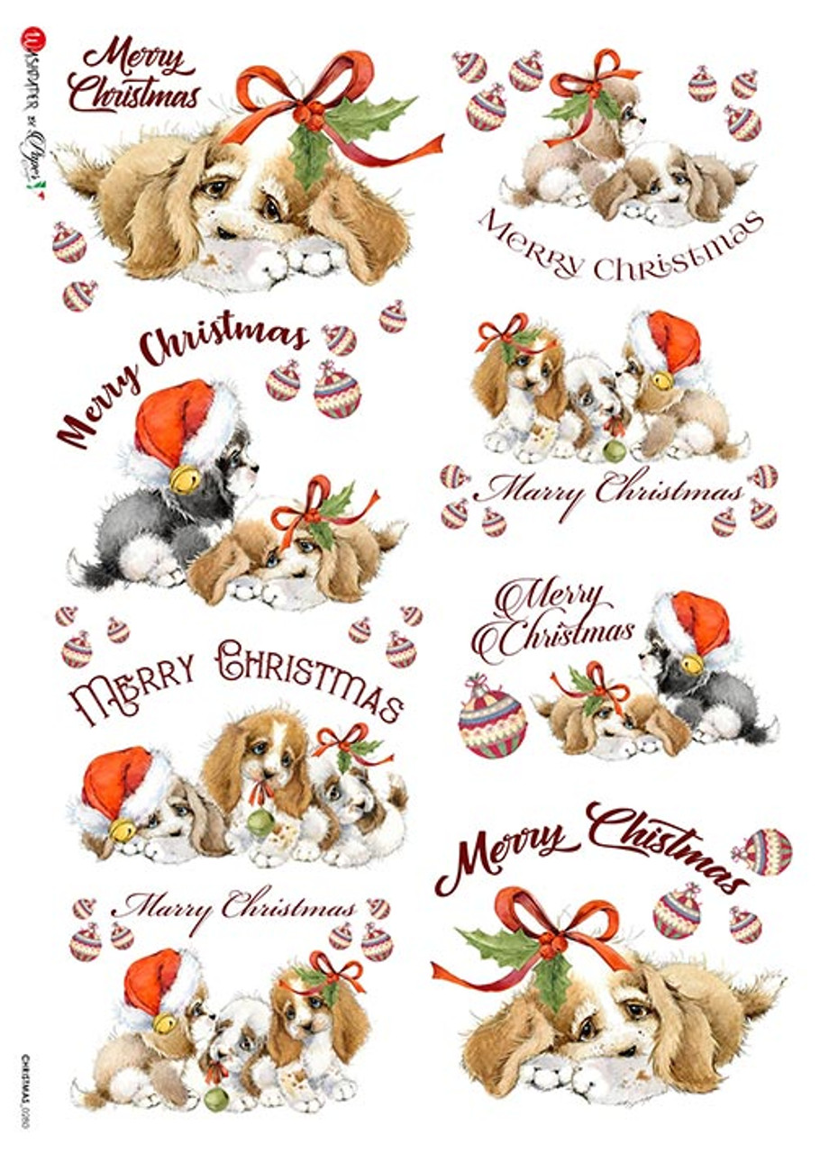 Paper Designs Festive Christmas Puppies Rice Paper paper-designs-festive-christmas-puppies-rice-paper