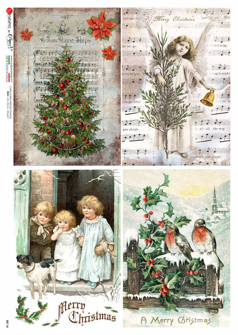 Papier De Riz A4 "Christmas Joy Children" - Motif Paille De Soie Pour Découpage, Loisirs Créatifs - 7