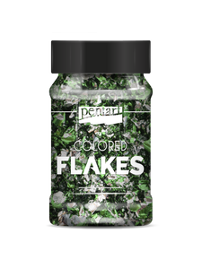 Colored foil flakes min. 1 g, green - silver Colored foil flakes min. 1 g, green - silver