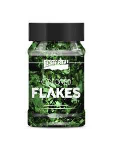Colored foil flakes min. 1 g, green Colored foil flakes min. 1 g, green
