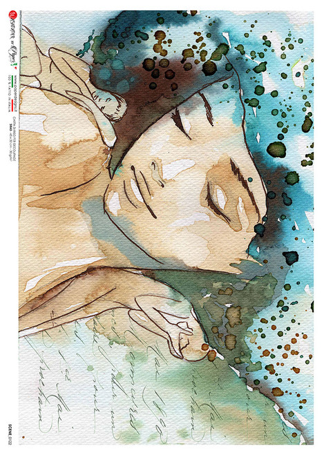 Paper Designs Blue Watercolor Portrait Scene 0122