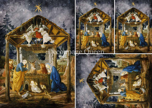 Decoupage Queen Botticelli's Nativity Mini Rice Paper