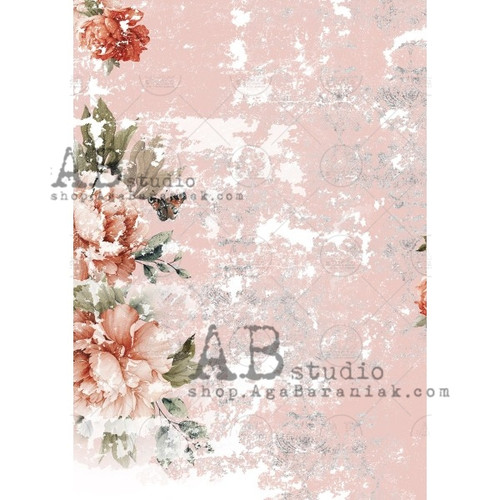 AB Studios Rice Paper A4 Pink Grunge  #685