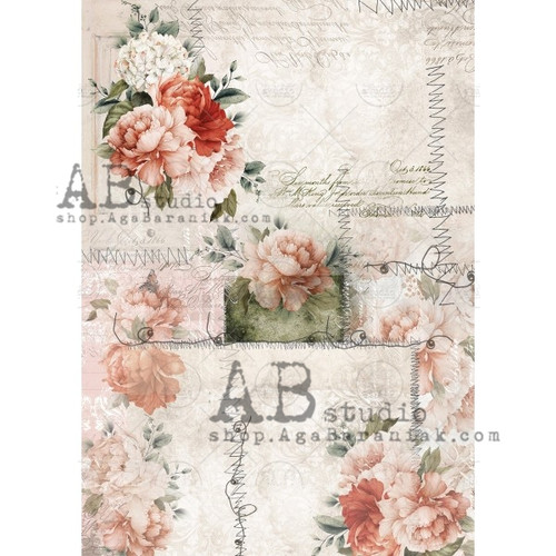 AB Studios Rice Paper A4 Nostalgic Roses