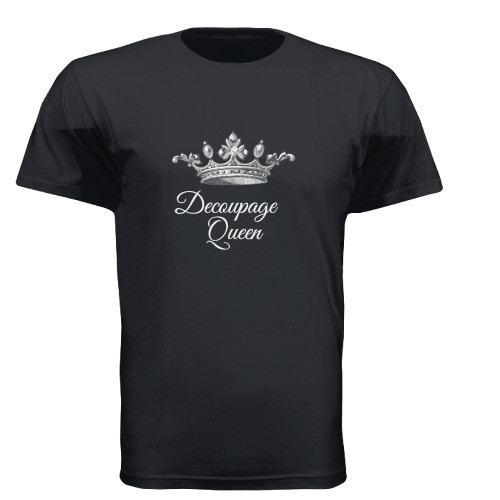 Decoupage Queen Branded T-Shirt, Black with White Logo