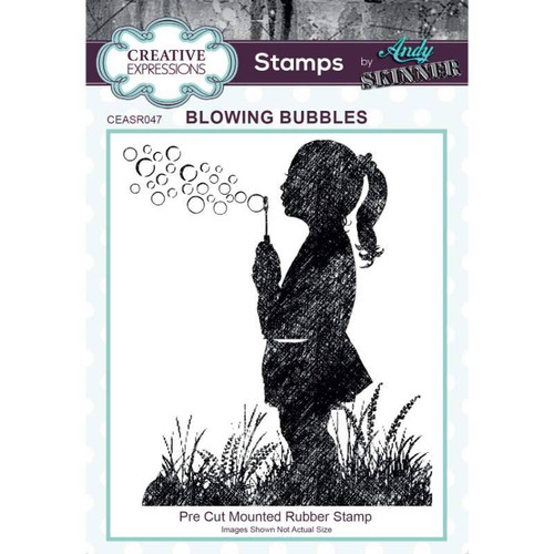 Creative Expressions Andy Skinner Blowing Bubbles Rubber Stamp 3.2 in x 4 in