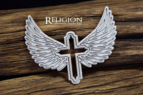 Snipart Religion - Winged Cross 1 - layered chipboard
