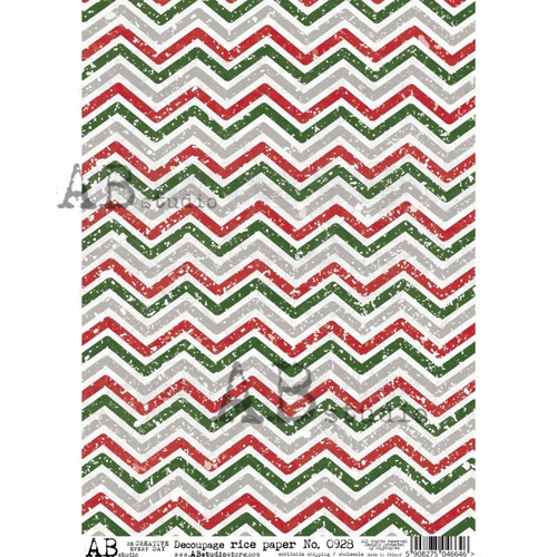 AB Studios Christmas Chevron Rice Paper A4 0928