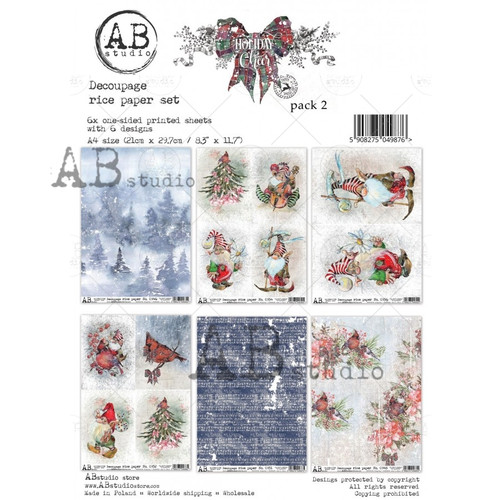 AB Studios Rice Paper Pack of 6 Holiday Cheer Set 2