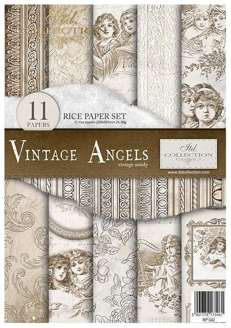 ITD Collection Rice Paper Pack of 11 A4 Vintage Angels