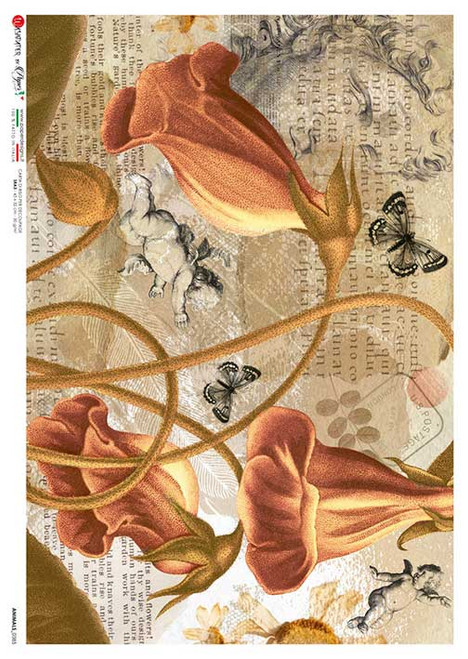 Paper Designs Rice Paper Floral Collage PD FLOWERS 0385