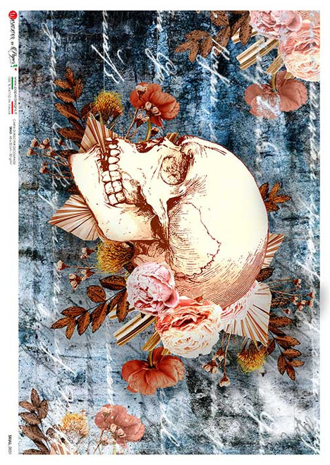 Paper Designs Rice Paper Skull with Flowers PD SKULL 0031