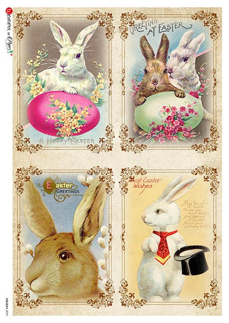 Paper Designs Holiday 0099 Easter Bunny 4 Pack Rice Paper