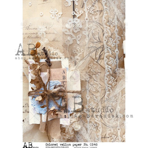 AB Studios Lace and Dried Botanicals Vellum Paper A4