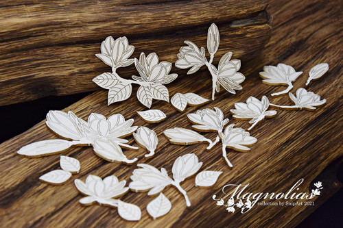 Snipart Magnolias Sheet of Magnolia Flowers Chipboard