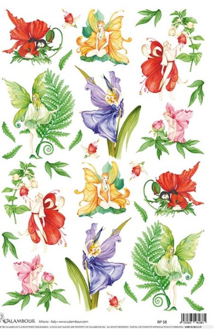 Calambour Colorful Fairies and Ferns A3 Rice Paper