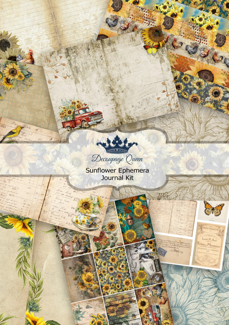 Decoupage Queen Sunflower Ephemera Journal Pack