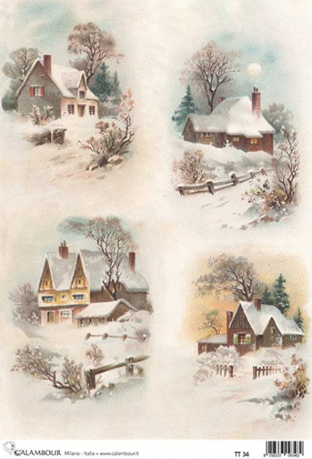 Calambour 4 Pack Snow Covered Houses Rice Paper