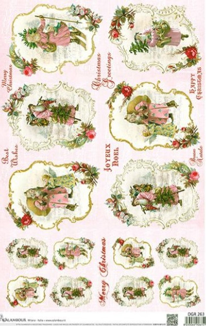Calambour Pink Christmas Vintage Santas Rice Paper