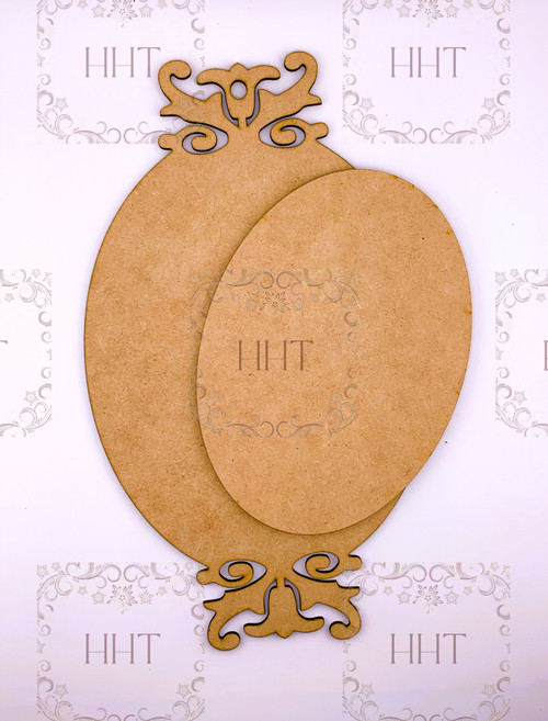 MDF Plaque with Overlay Center Oval, 2 pieces