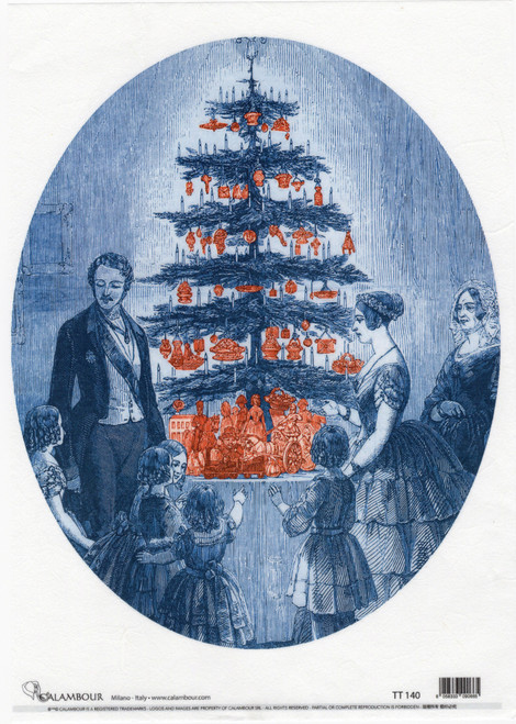 Calambour Blue Christmas Gathered Around the Tree A4 Rice Paper
