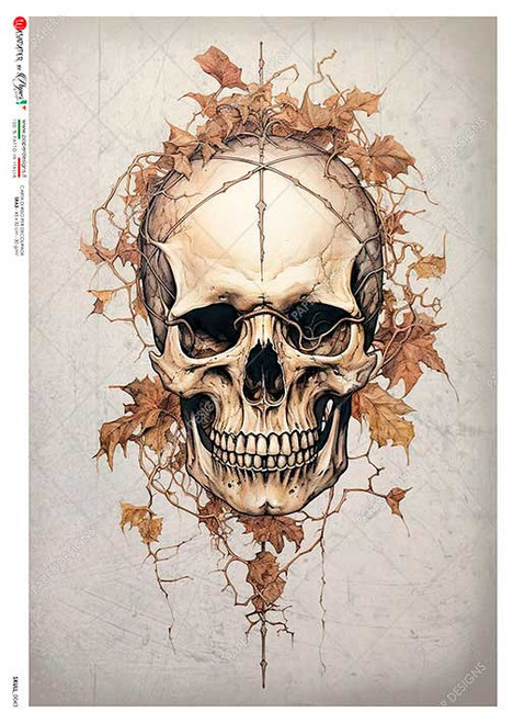 Paper Designs Skull Covered with Leaves Rice Paper