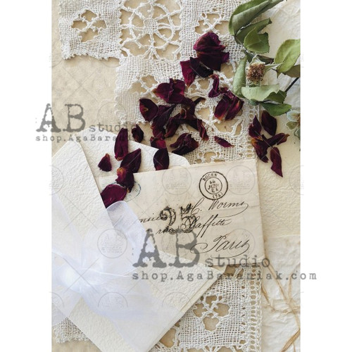 AB Studios Letters with Pressed Flowers A4 Rice Paper