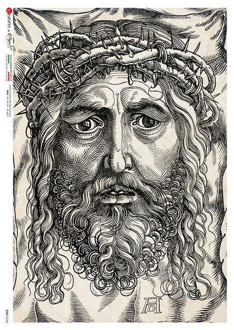 Paper Designs Rice Paper Sketch Portrait Jesus Crown of Thorns