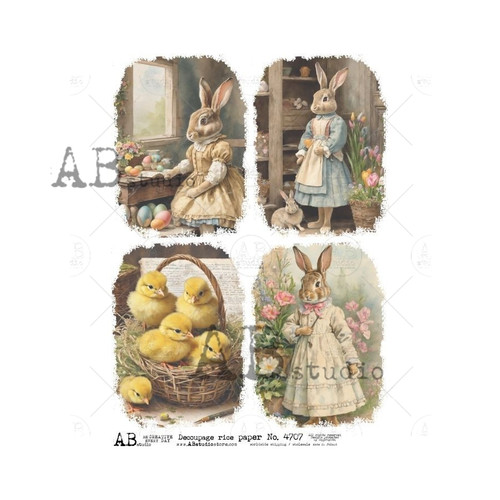AB Studios Easter Ladies in Dresses Four Pack A4 Rice Paper