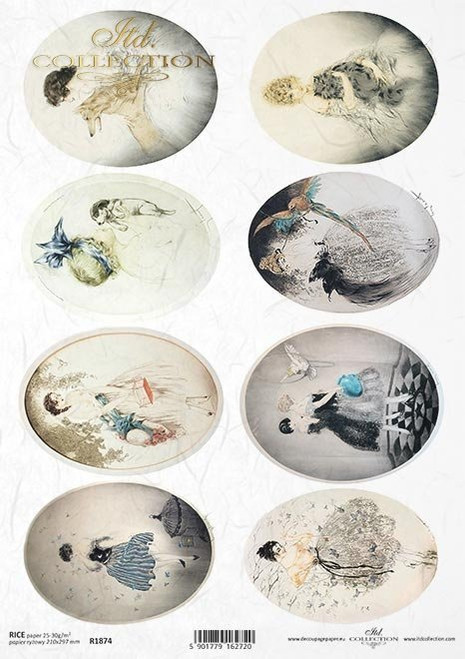 ITD Collection Louis Icart Oval Minis II A4 Rice Paper