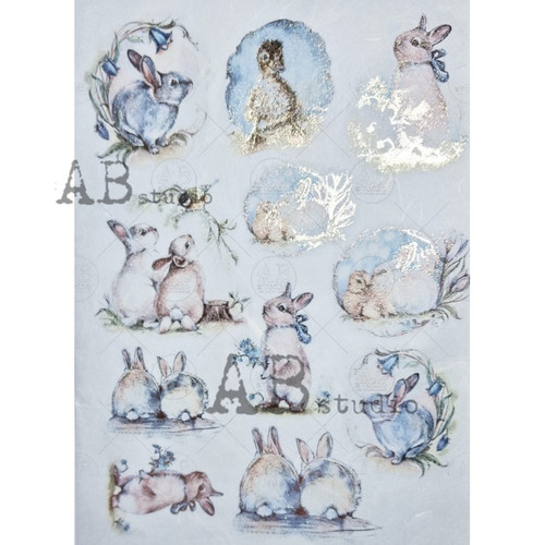 AB Studios Small Easter Scenes A4 Gilded Rice Paper