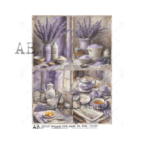 AB Studios Four Pack Lavender Still Life A4 Rice Paper