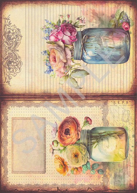 Calambour Flowers in Mason Jar 1 A4 Rice Paper