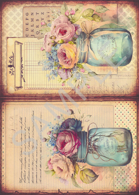 Calambour Flowers in Mason Jar 2 A4 Rice Paper