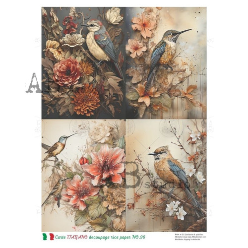 AB Studios Old World Birds Four Pack A4 Rice Paper