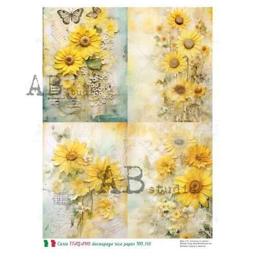 AB Studios Summer Florals Four Pack A4 Rice Paper