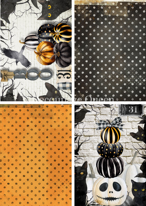 Decoupage Queen Orange and Black Four Pack Rice Paper