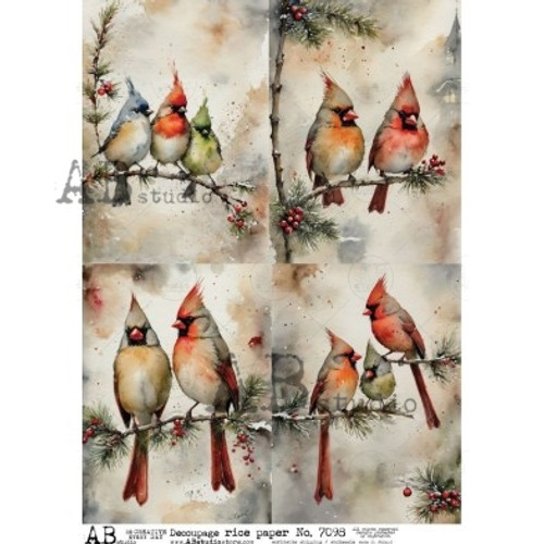 AB Studios Cardinals & Songbirds A4 Rice Paper