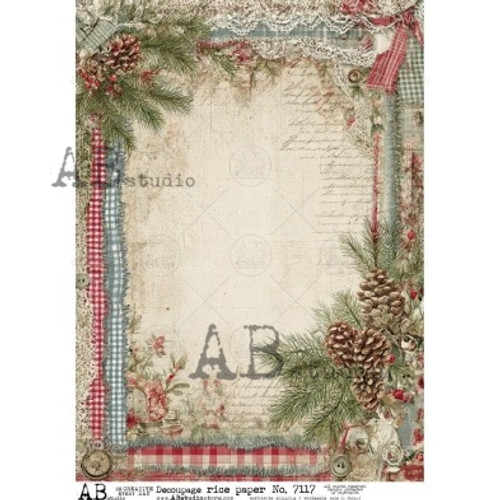 AB Studios Rustic Christmas Frame A4 Rice Paper