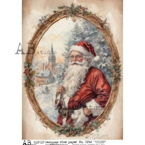 Vintage Santa Portrait – Christmas Hearth Scene