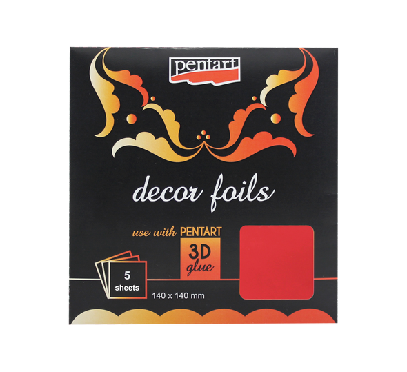 Decor foils metallic red 14 x 14 cm