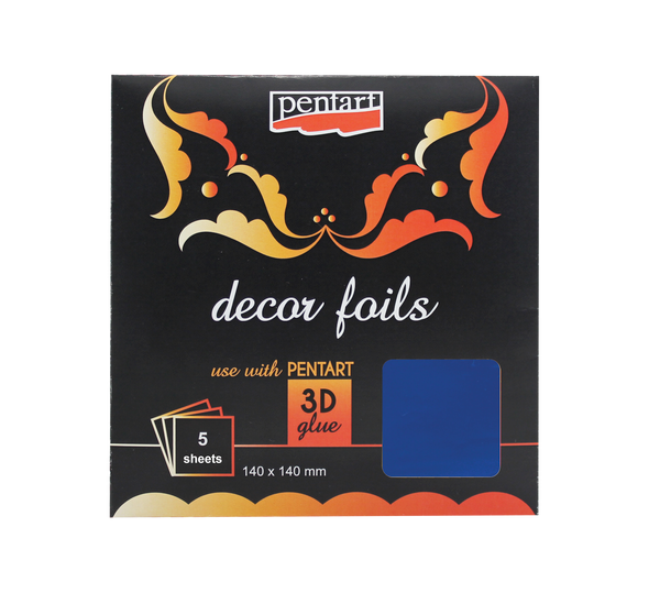 Decor foils metallic blue 14 x 14 cm