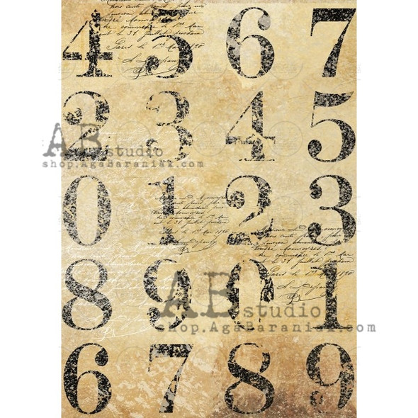 AB Studios Rice Paper A4 Block Numbers